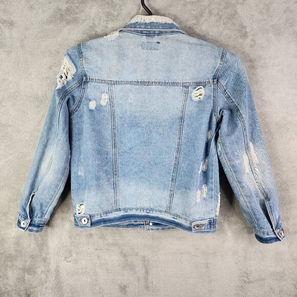 Womens Ci Sono Denim Collection Blue Jean Jacket Distressed Button Up Size S - Picture 8 of 11